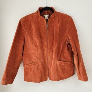Vintage Five Diamonds Coral Suede Leather Jacket Full Zip Bomber Y2K XL